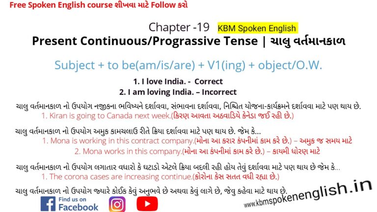 Present Continuous Tense In Gujarati 